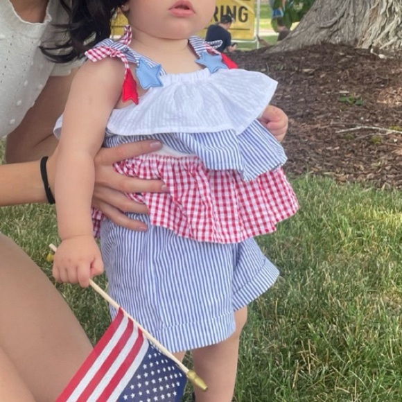 Rare Editions 2 Piece Patriotic 4th of July Outfit Size 12 Months Baby - Picture 9 of 9